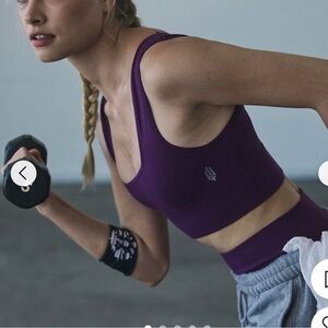 Free people FP Movement good karma sports bra deep purple plum square neck xs/s